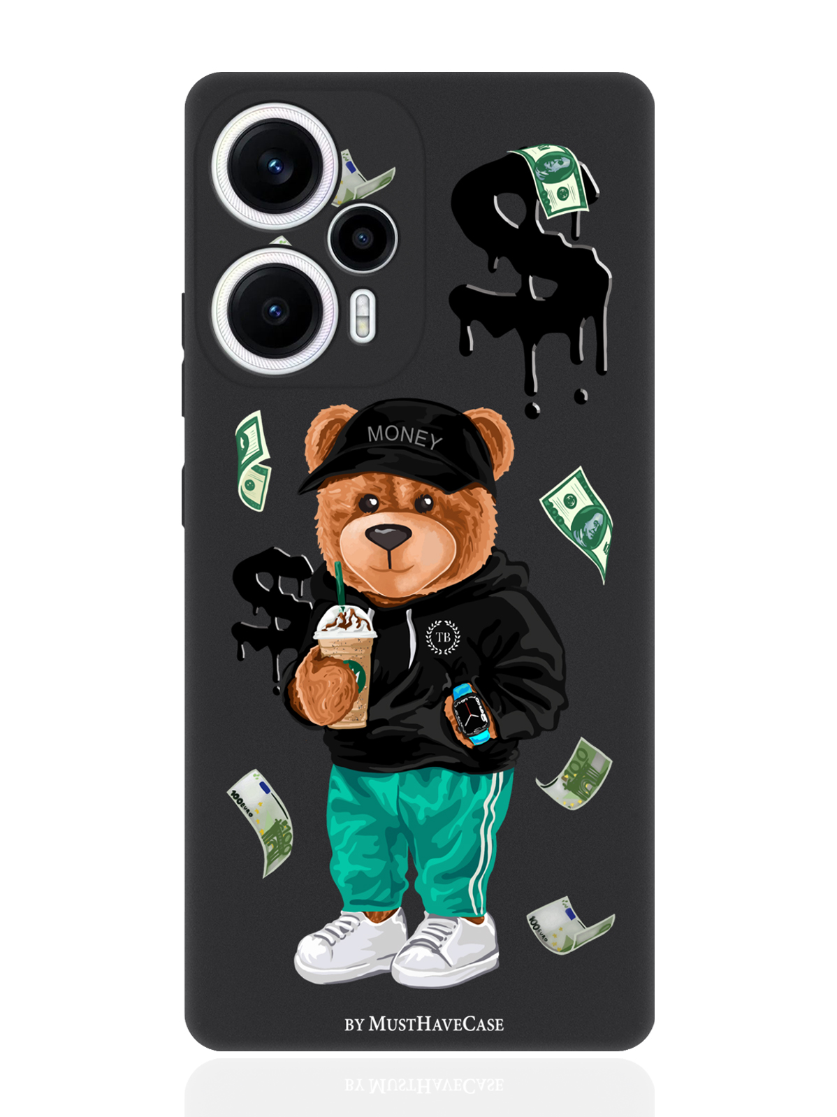 

Чехол для смартфона Poco F5/Xioami Redmi Note 12 Turbo Tony Bear/ Мишка Тони черный, Черный;зеленый;коричневый