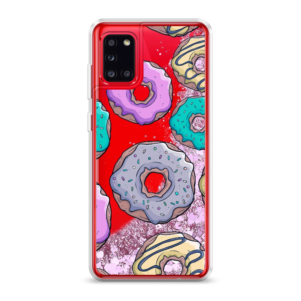 

Жидкий чехол с блестками "Разноцветные пончики в глазури 2" на Samsung Galaxy A31