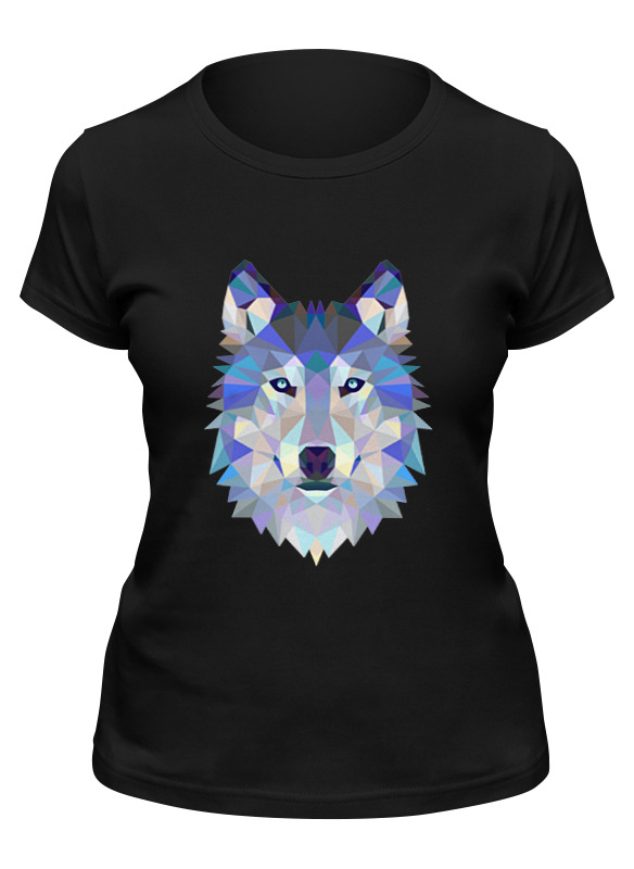 

Футболка женская Printio Геометрический волк черная XL, Черный, Геометрический волк