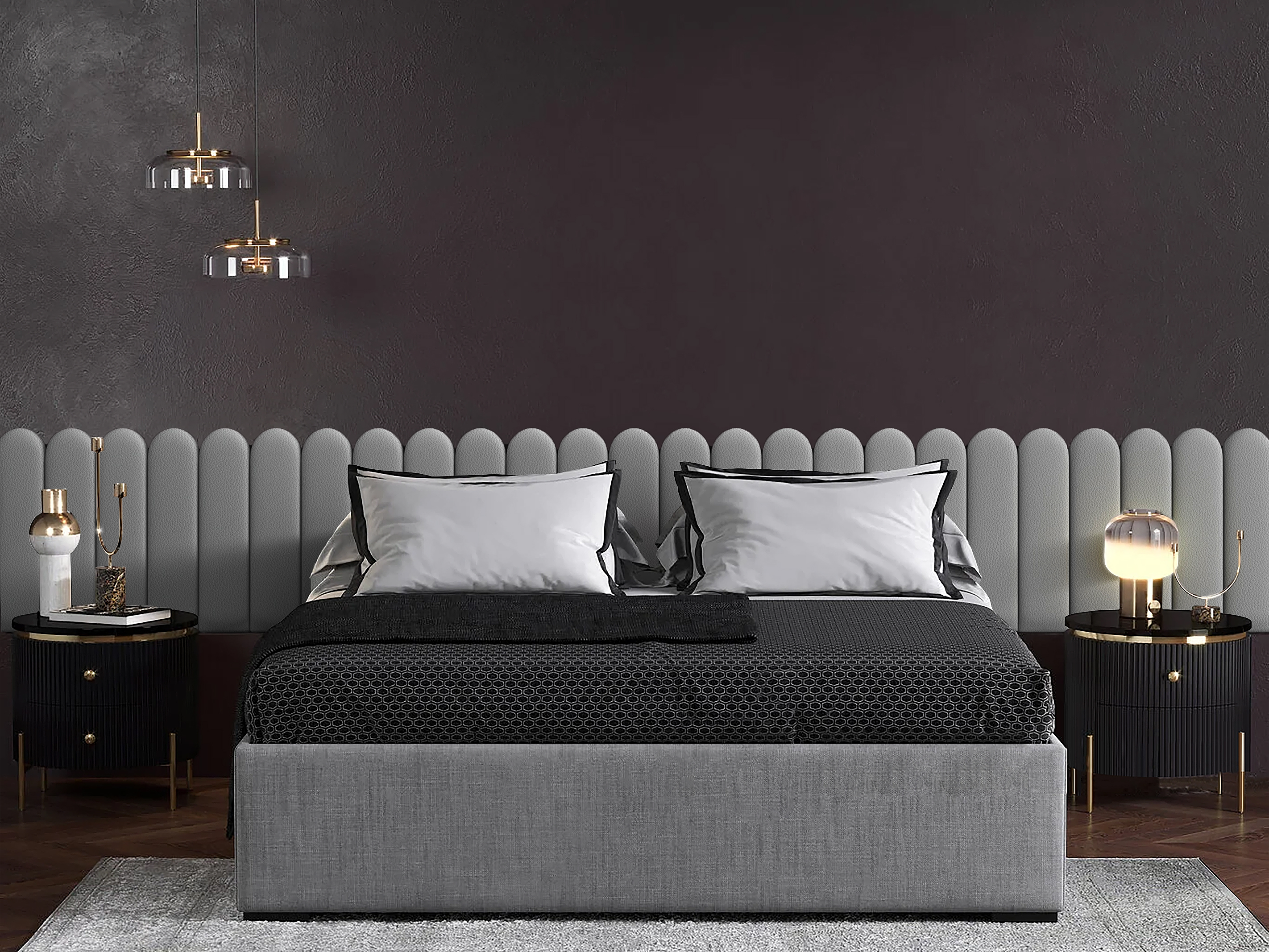 

Панель кровати Eco Leather Grey 15х60R см 4 шт., Серый