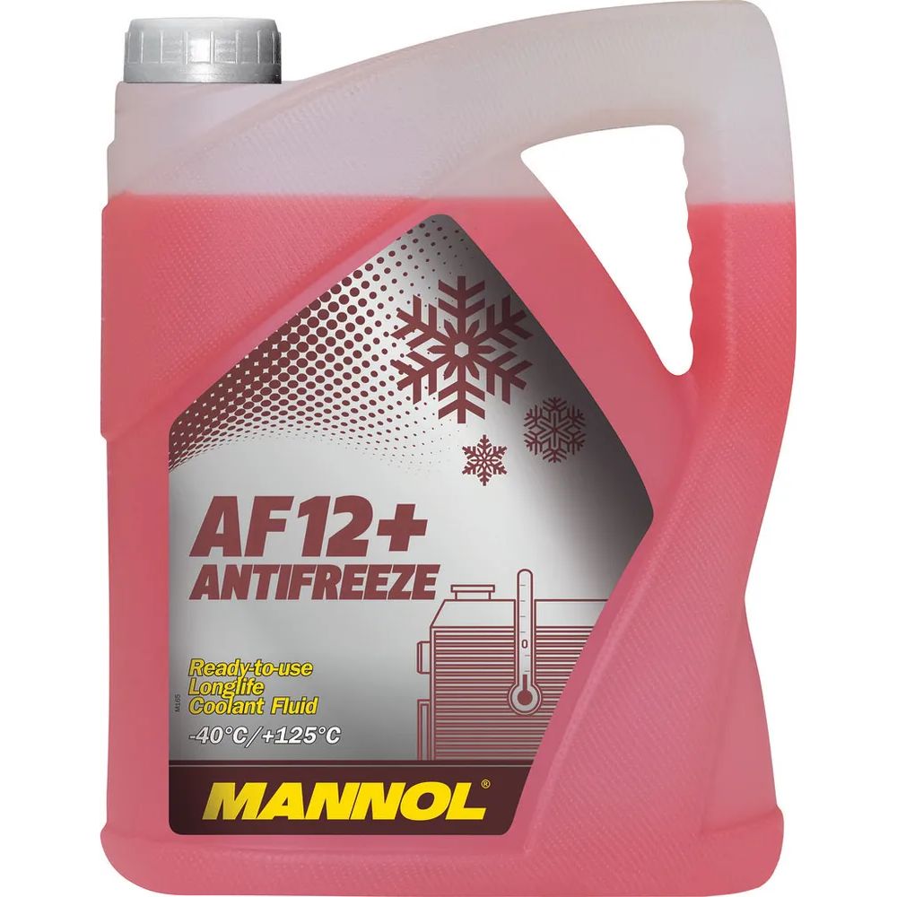 Антифриз Longlife Af12+ Красный (-40C) (Готовый Раствор) 5Л MANNOL 2039