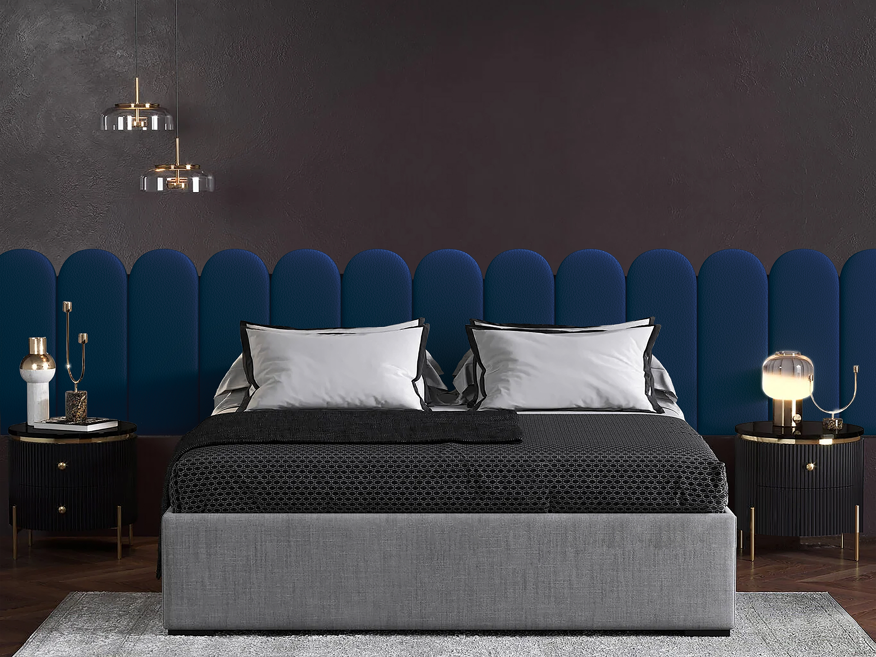 фото Панель кровати eco leather blue 30х60r см 2 шт. tartilla