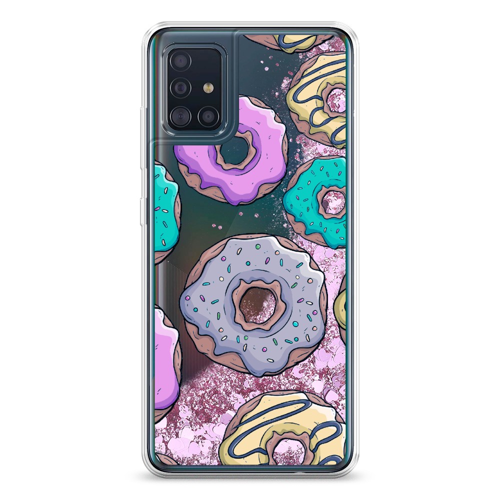 

Жидкий чехол с блестками "Разноцветные пончики в глазури 2" на Samsung Galaxy A51, 28994-1