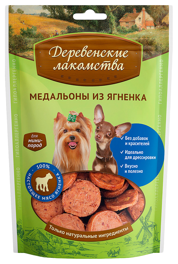 

Лакомство для собак Деревенские лакомства, для мини-пород, медальоны из ягненка, 55 г
