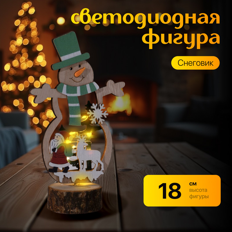 

Световая фигура Luazon Lighting Снеговик Р00011586 белый теплый, Снеговик