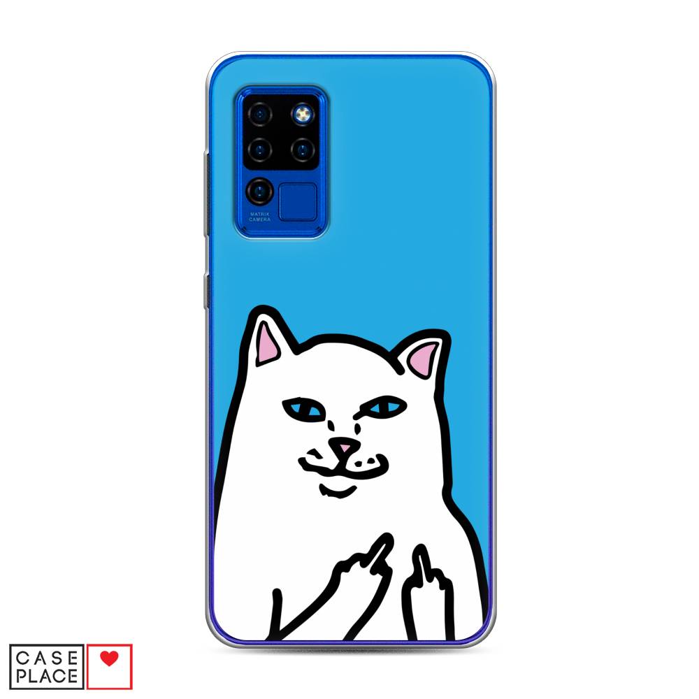 

Чехол Awog на Oukitel C21 / Оукитель C21 "Кот жесть", Белый;голубой;черный, 230350-9