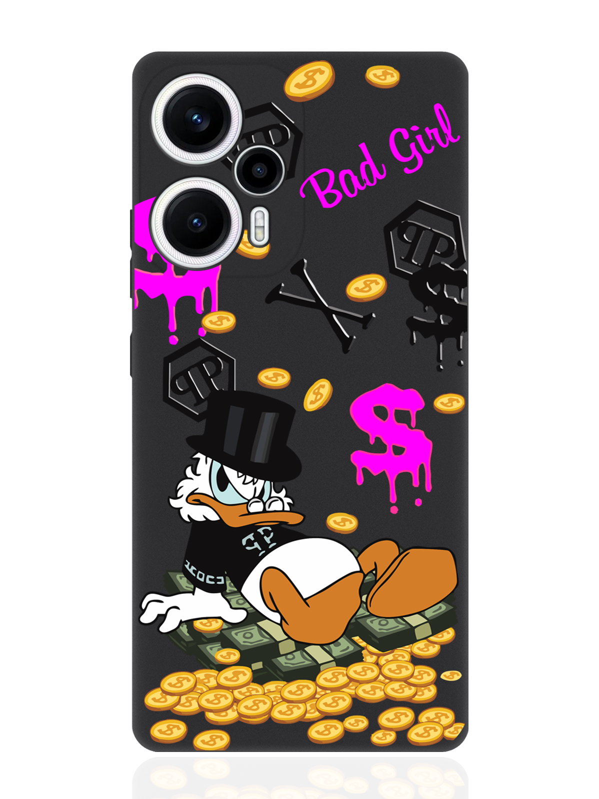 

Чехол для смартфона Poco F5/Xioami Redmi Note 12 Turbo Богатая Утка Bad Girl черный, Черный;розовый