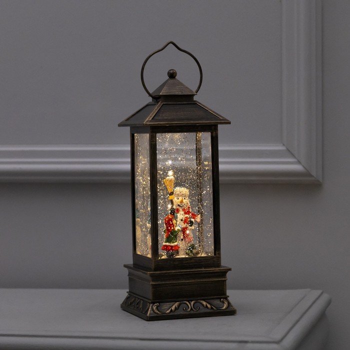 фото Светодиодная фигура «фонарь с девочкой и снеговиком» 10 ? 27 ? 10 см, usb, свечение белое luazon lighting