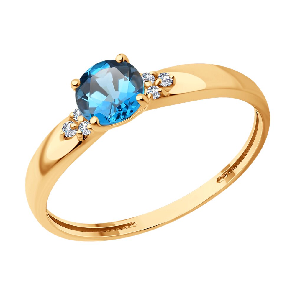 

Кольцо из золота р. , SOKOLOV Diamonds 71-00076, бриллиант\топаз, 71-00076