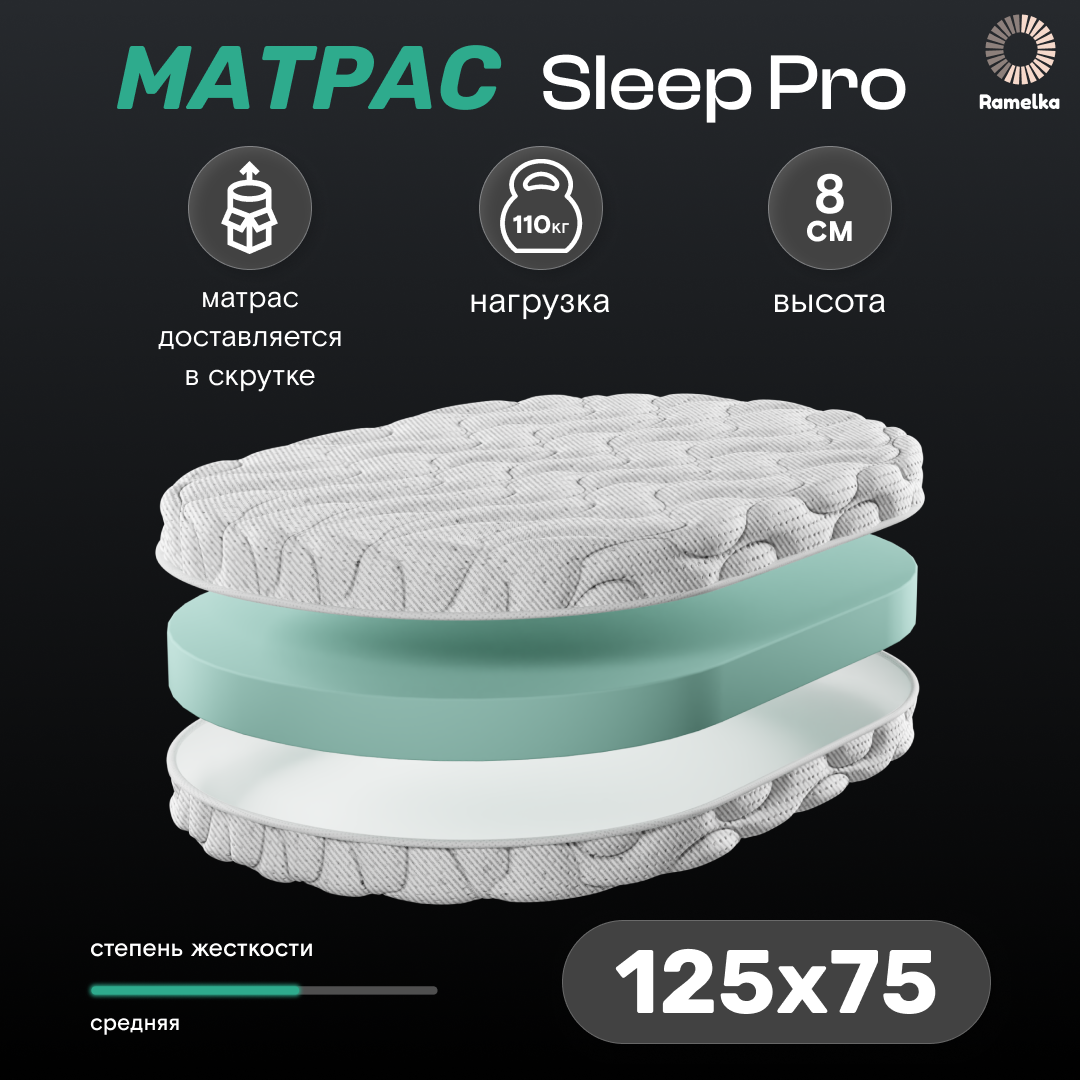 Матрас в кроватку для новорожденных Sleep Pro Oval 125х75х8