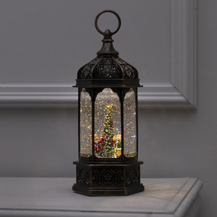 

Световая фигура Luazon Lighting Фонарь с детьми и елкой Р00011586 белый теплый, Фонарь с детьми и елкой