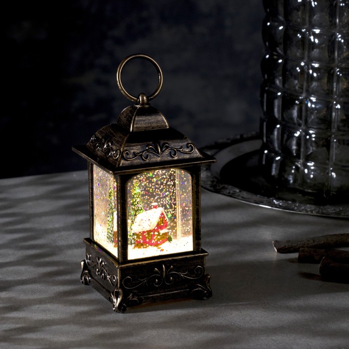 фото Светодиодная фигура «фонарь с домиком» 7.6 ? 13.5 ? 3.2 см, свечение тёплое белое luazon lighting