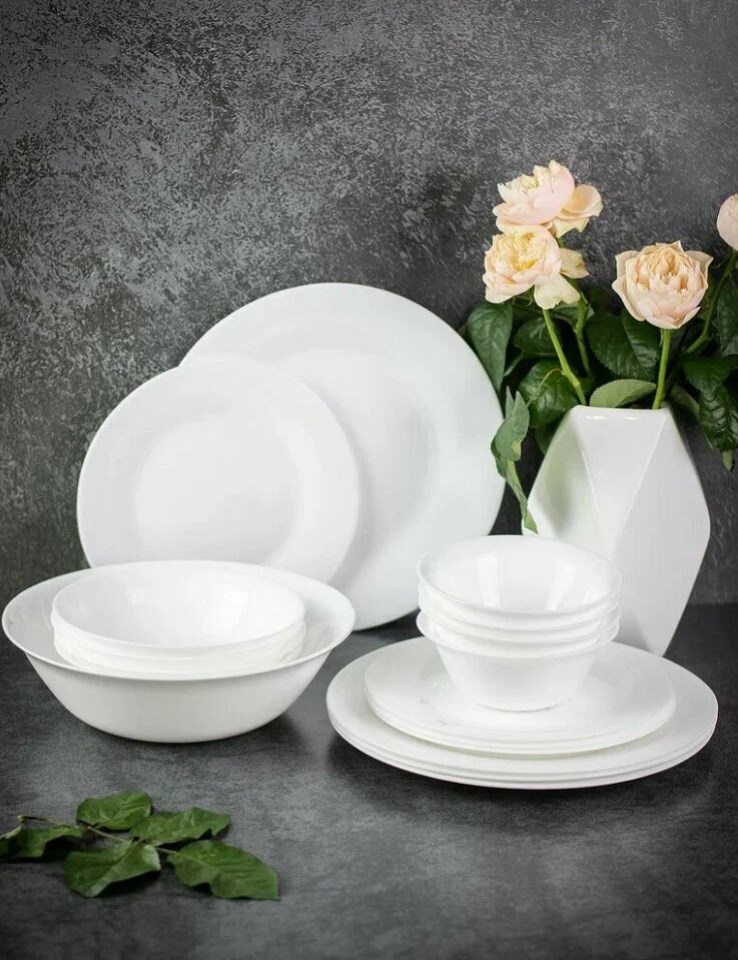 

Столовый сервиз Olaff 4 персоны тарелки 197-21008white17-FS, Белый
