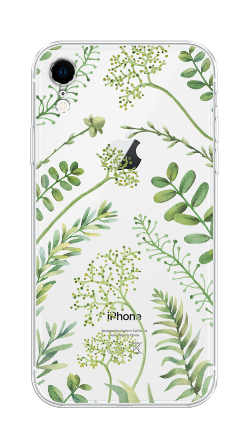 

Чехол Homey на Apple iPhone XR "Green Leaves", Зеленый;прозрачный, 12050-1