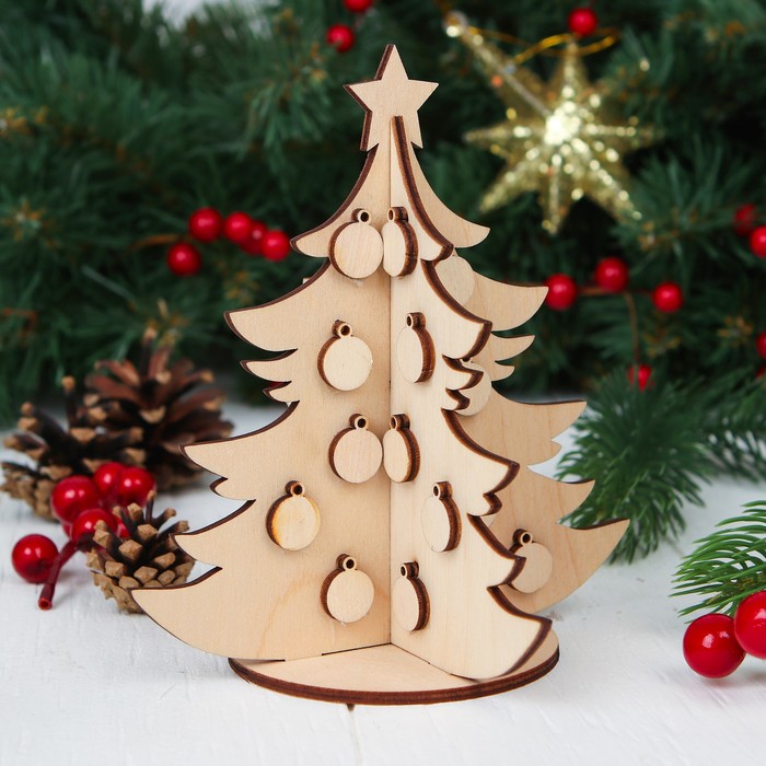 

Новогодняя фигурка WoodLand Елочка 13,5x15 см, Бежевый, Елочка
