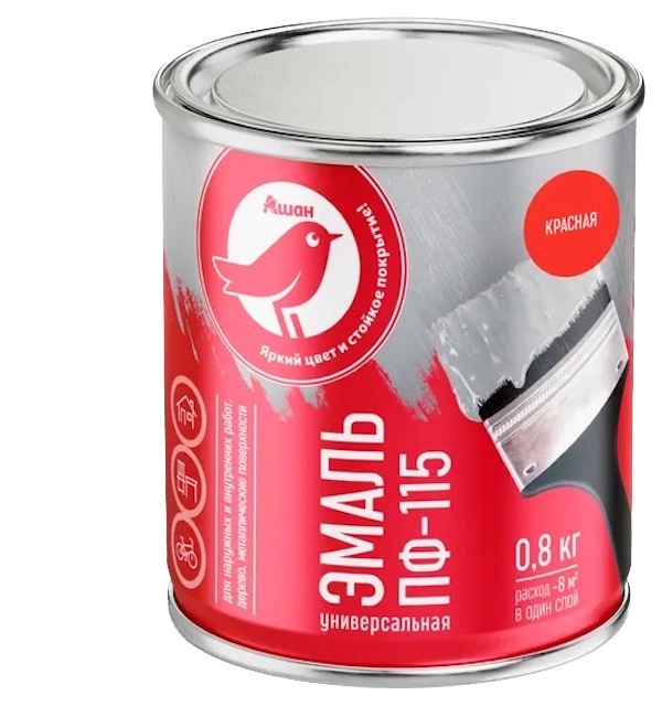 Краска эмаль АШАН Красная птица красная 08 кг 225₽