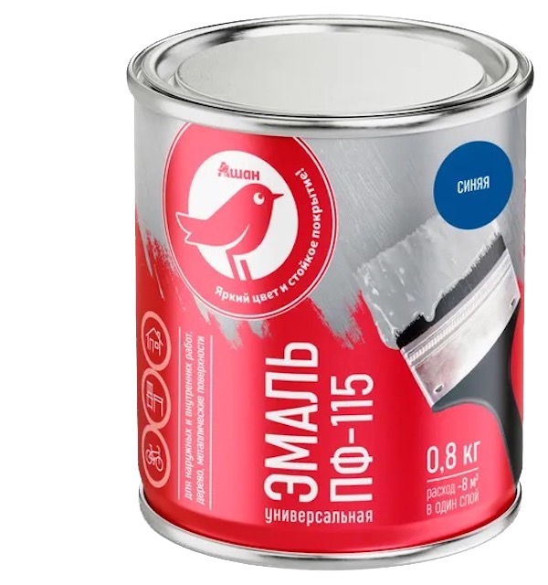 Краска эмаль АШАН Красная птица синяя 08 кг 225₽