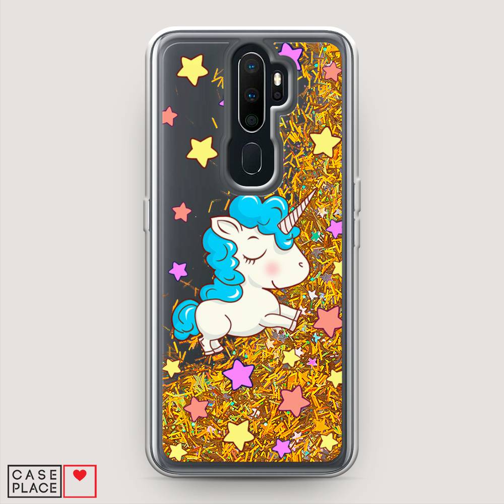 

Жидкий чехол с блестками "Звездный единорог" на Oppo A5 (2020), 251390-1