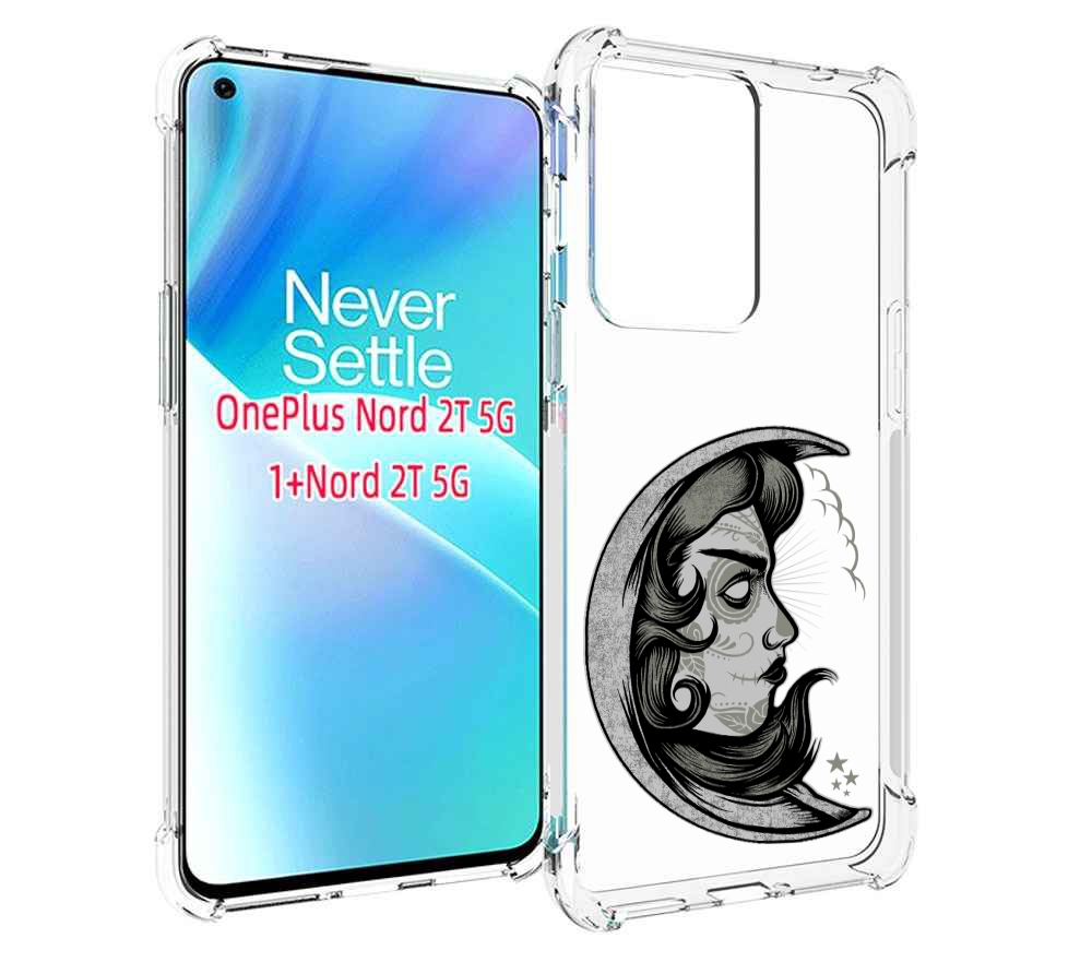 

Чехол MyPads черно белая луна с лицом для OnePlus Nord 2T, Прозрачный, Tocco