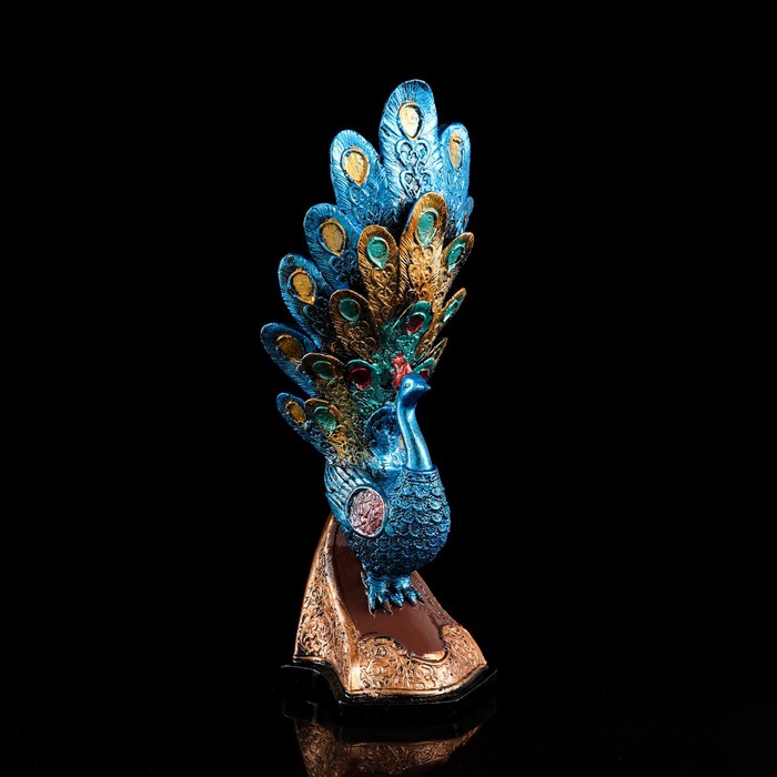 фото Premium gips статуэтка "павлин", синяя, гипс, 36 см, микс