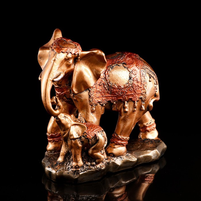 фото Premium gips статуэтка "семья слонов", бронзовая, покрытие лак, гипс, 26 см, микс