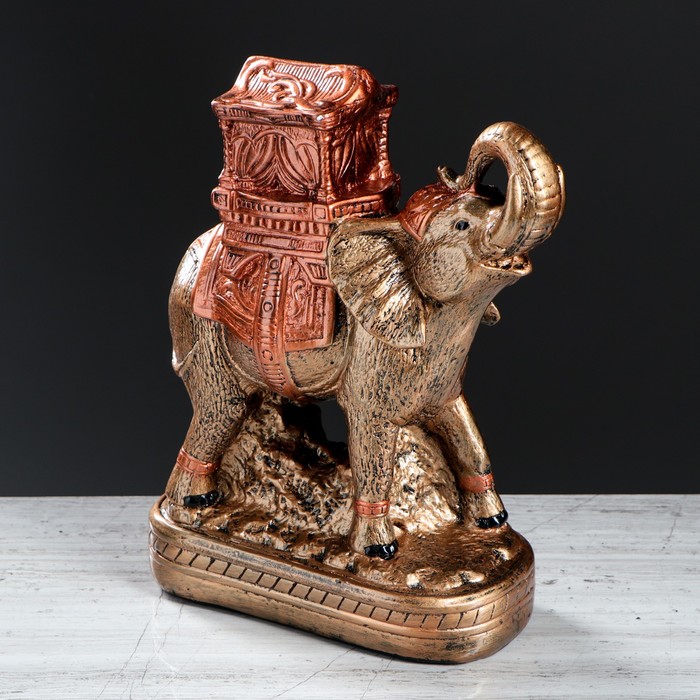 фото Premium gips статуэтка "слон с седлом", цвет бронзовый, 28 см, микс