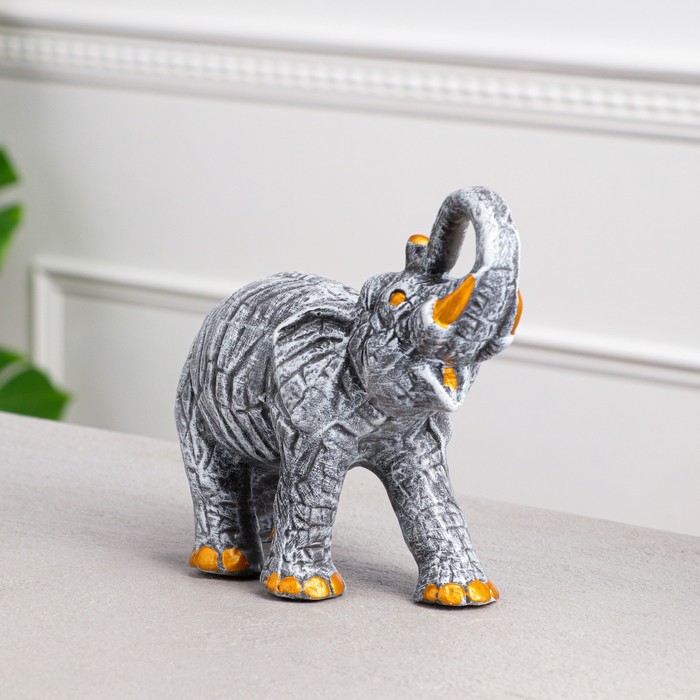 фото Premium gips статуэтка "слон", резка, камень серый, 22x18 см