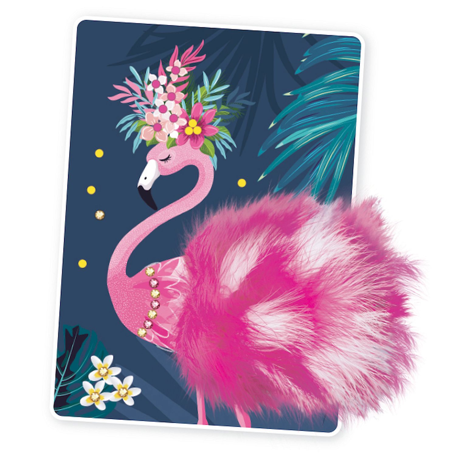 фото Детская аппликация bondibon с перьями и стразами фламинго