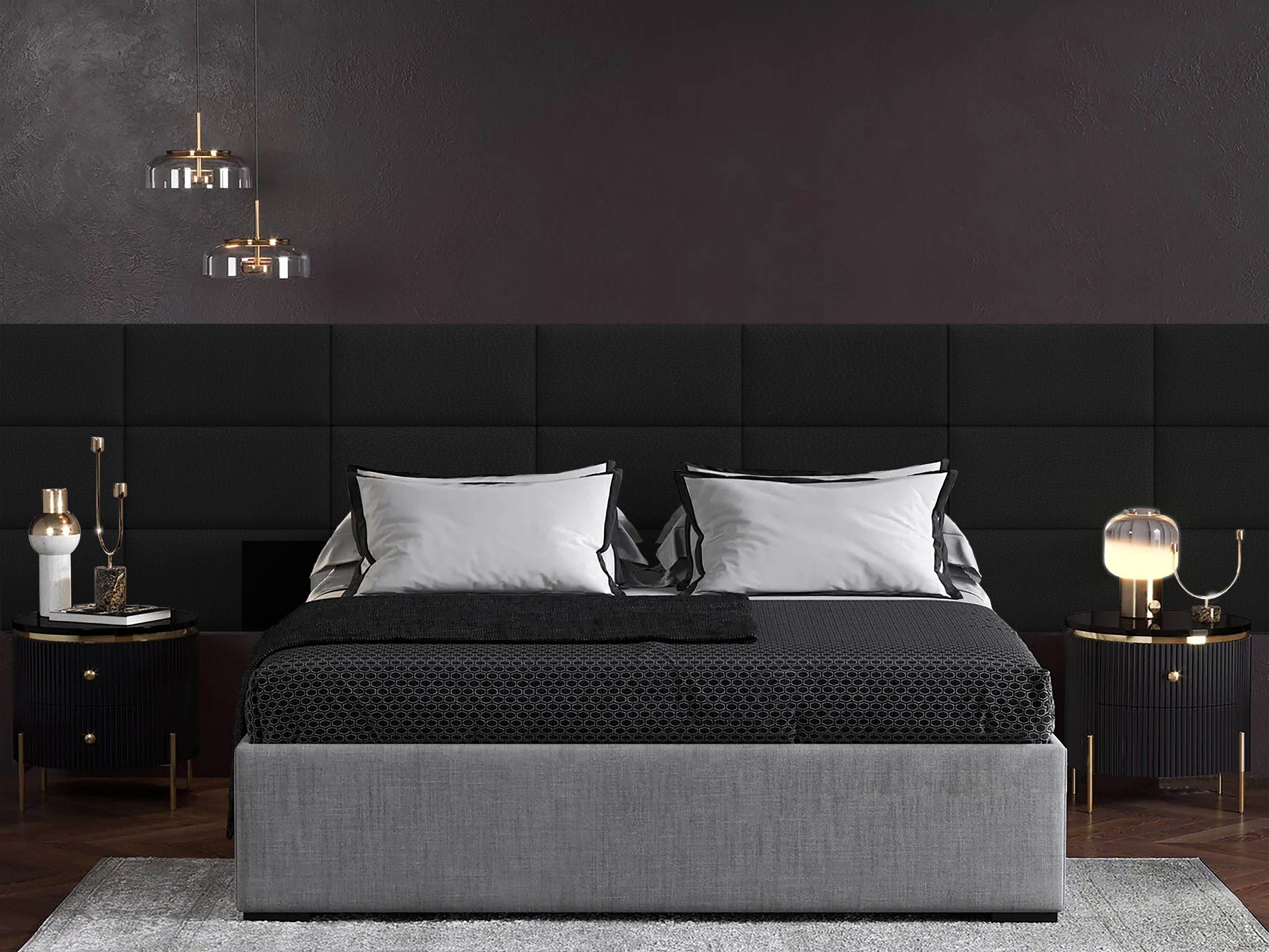 

Панель кровати Eco Leather Black 30х60 см 4 шт., Черный