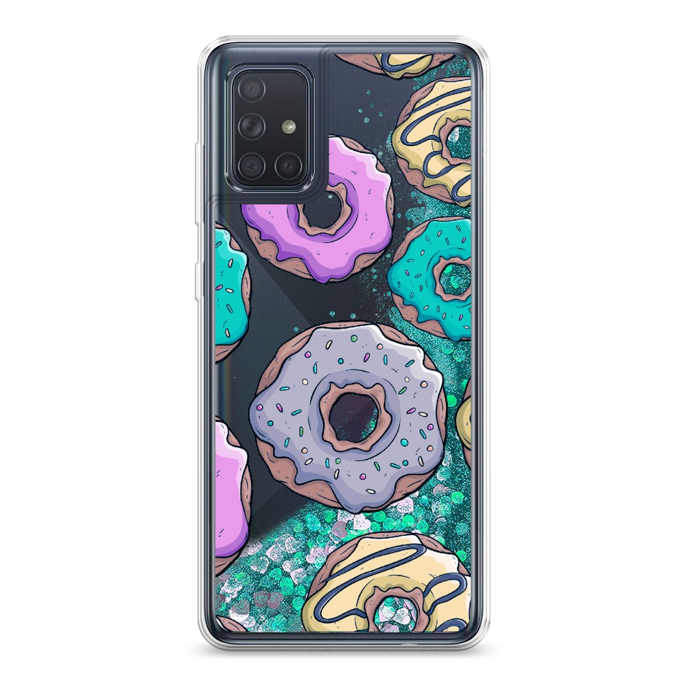 

Жидкий чехол с блестками "Разноцветные пончики в глазури 2" на Samsung Galaxy A71, 29095-1