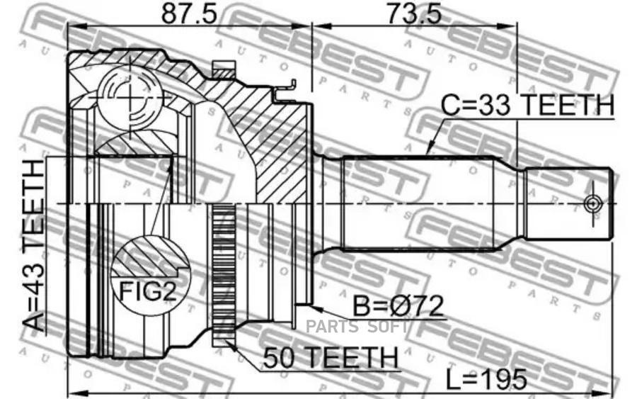 

Шрус внеш задний mitsubishi pajero iv/montero v87w/v97w 2006- 0410-v97wra50