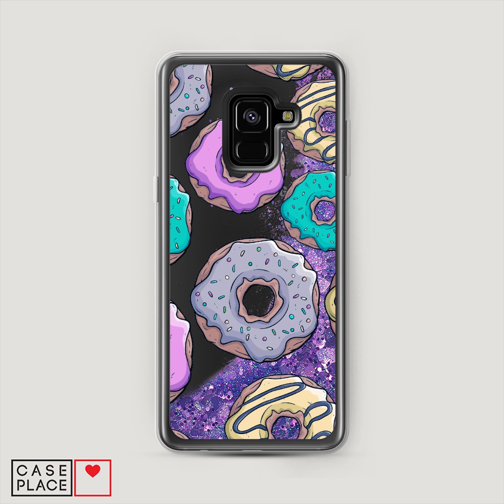 

Чехол Awog на Samsung Galaxy A8 2018 "Разноцветные пончики в глазури 2", Разноцветный, 25492-1