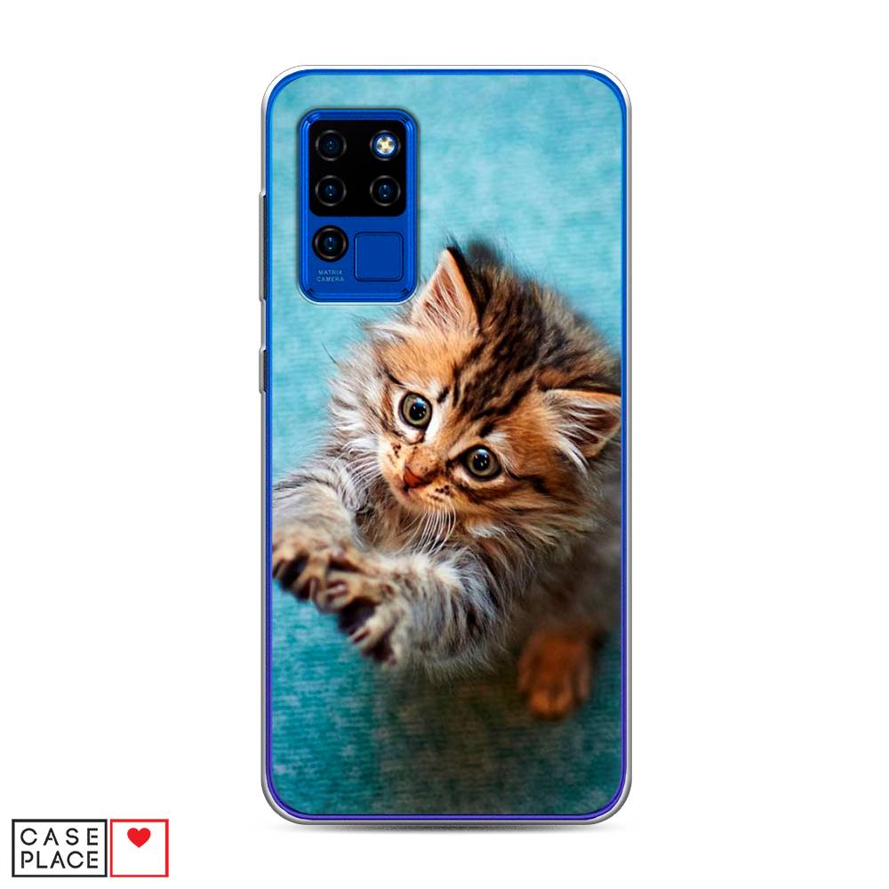 

Чехол Awog на Oukitel C21 / Оукитель C21 "Котенок просит есть", Голубой;коричневый;белый, 230350-2