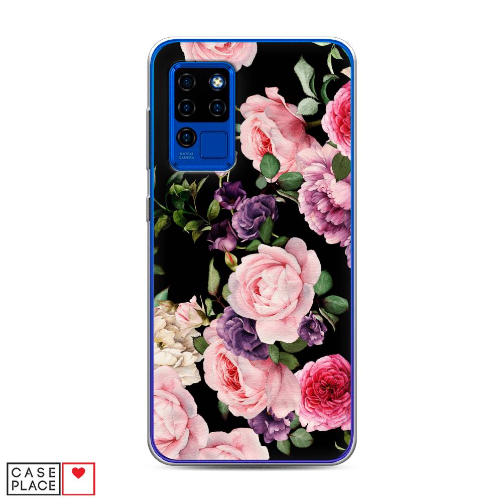 

Чехол Awog на Oukitel C21 / Оукитель C21 "Пионы на черном", Черный;розовый;зеленый, 230350-8