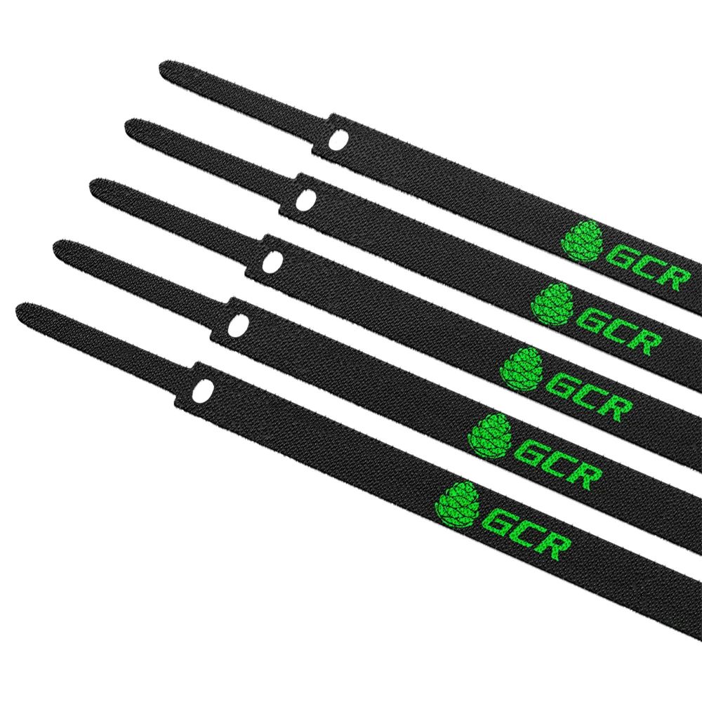 Лента липучка GCR для стяжки, 12мм*200мм, черная (5шт)