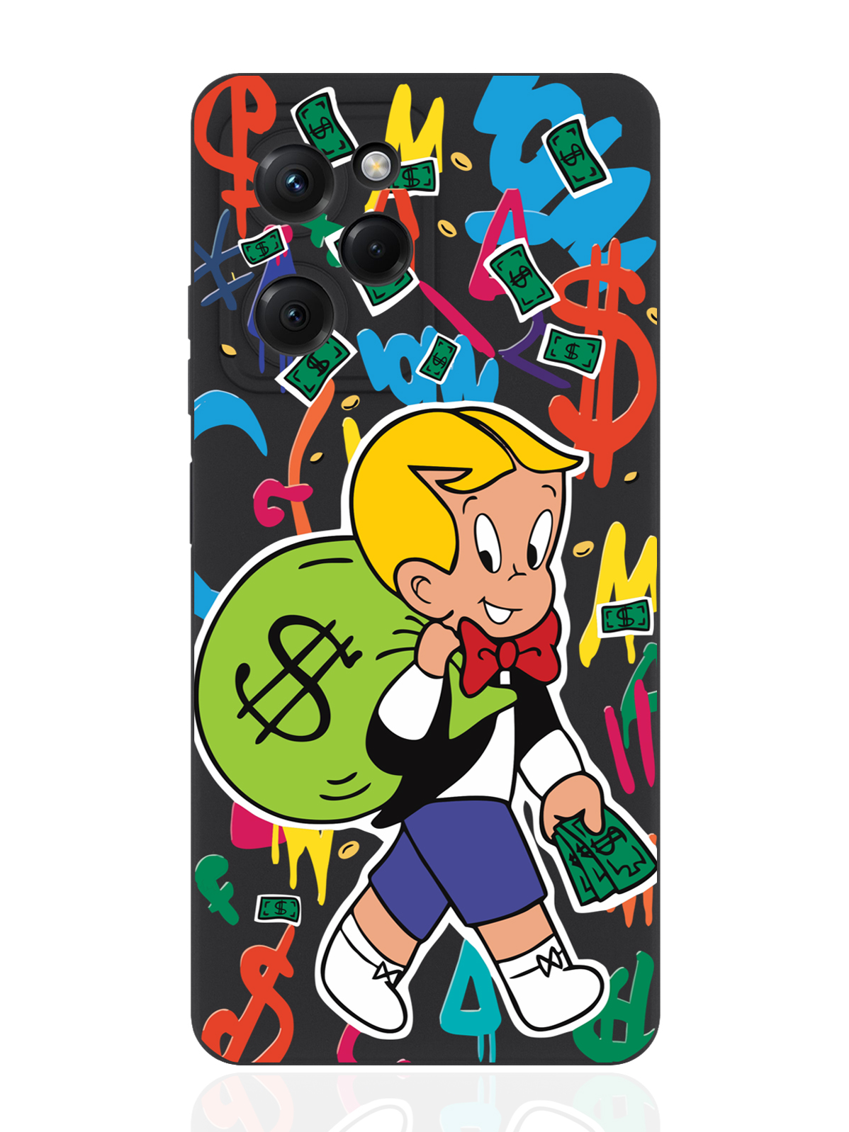 

Чехол для смартфона Xiaomi Poco X5 Pro 5G черный силиконовый Богатенький Риччи, Разноцветный