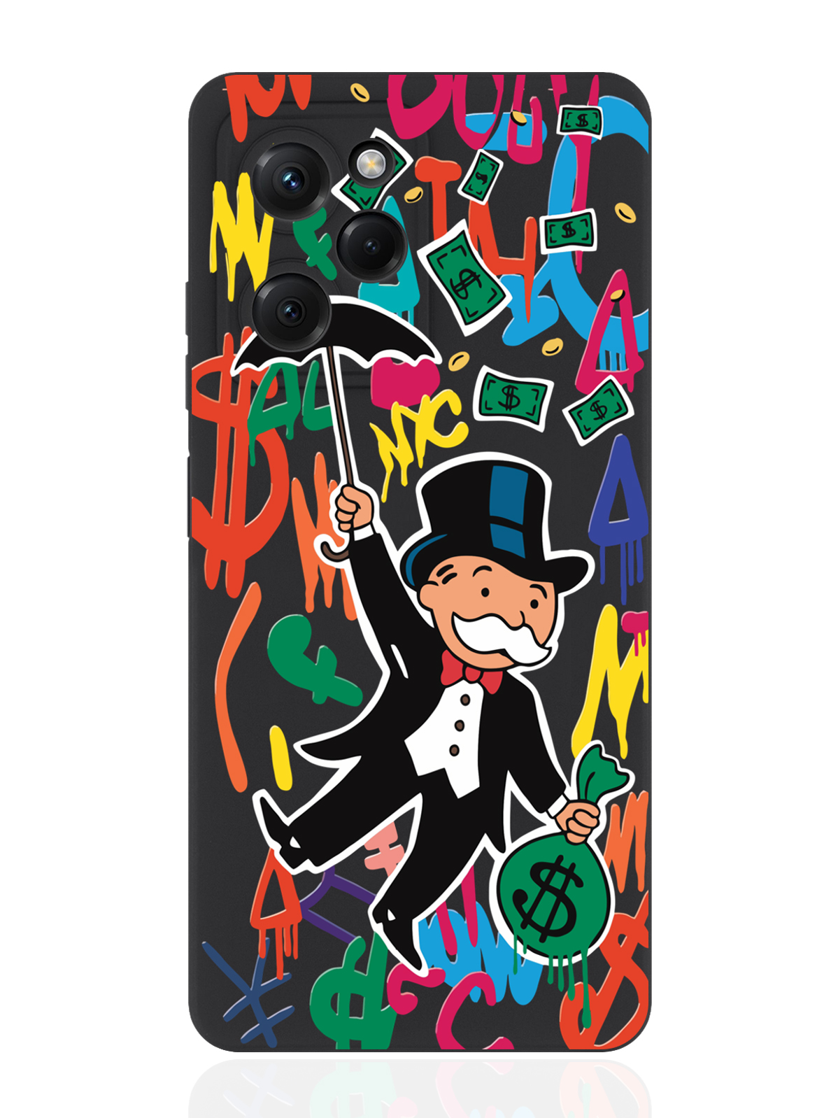 

Чехол для смартфона Xiaomi Poco X5 Pro 5G черный силиконовый Богатенький дядюшка толстосум, Оранжевый;черный