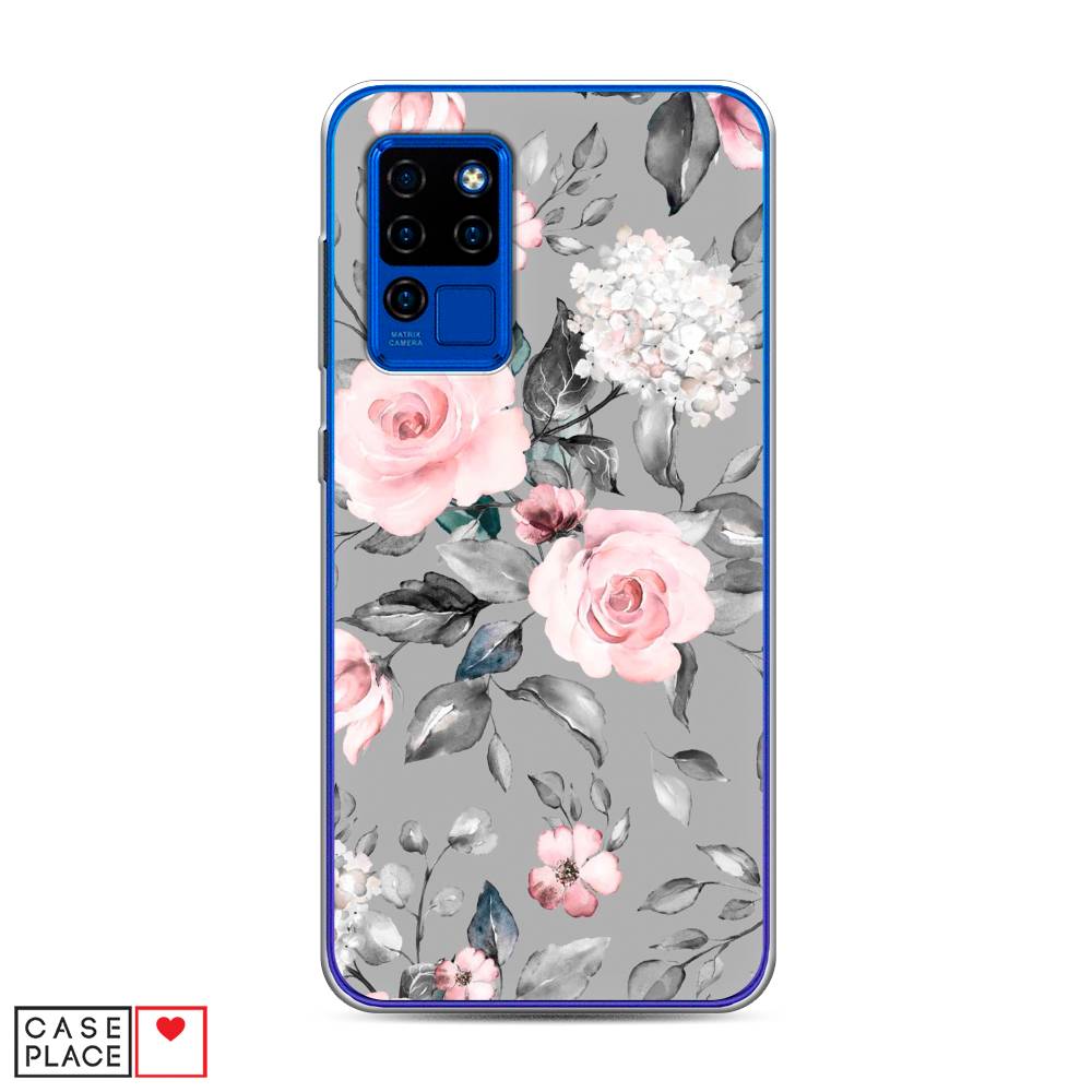 фото Чехол awog "розы на сером" для oukitel c21