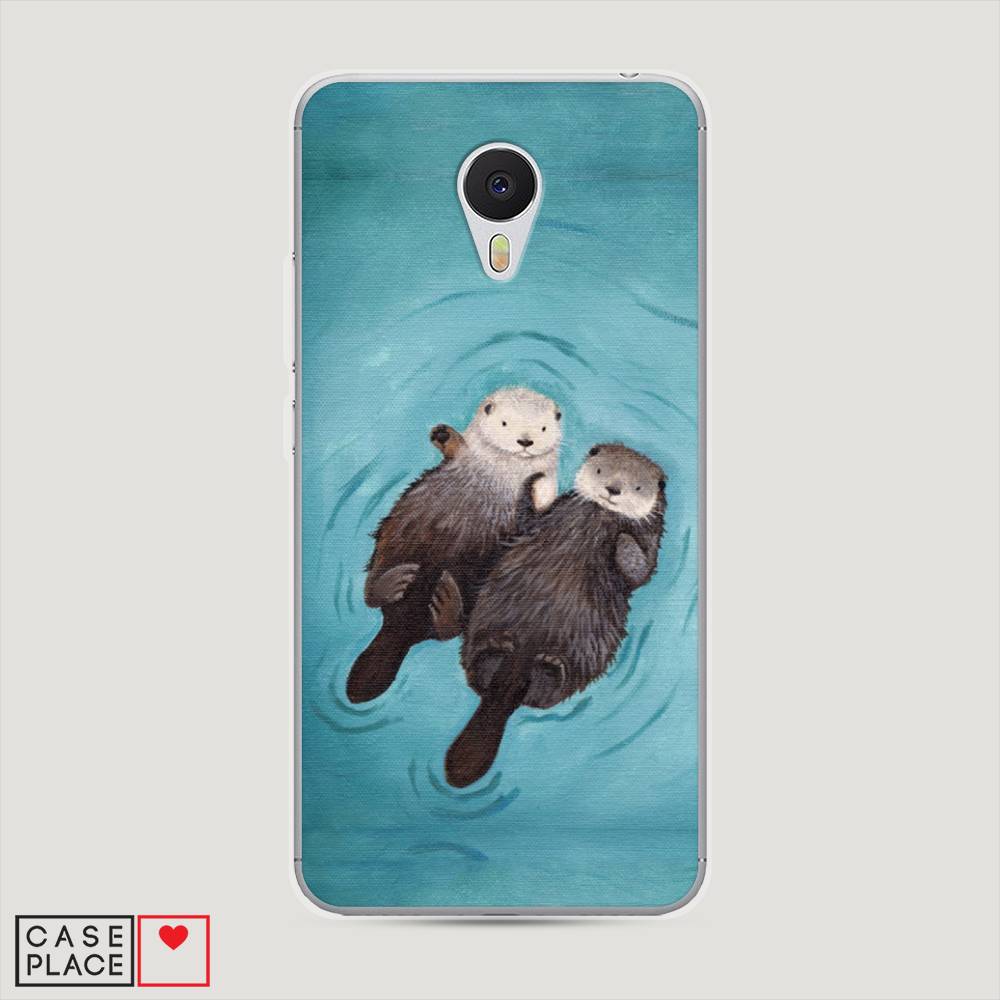 

Чехол Awog на Meizu M3 "Парочка бобров", Голубой, 70350-10