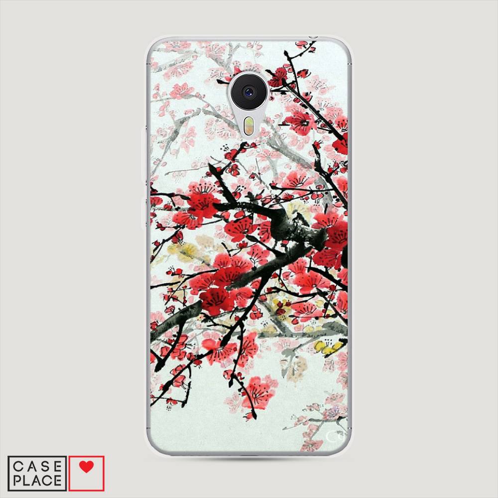

Чехол Awog на Meizu M3 "Сакура", Розовый;черный, 70350-4