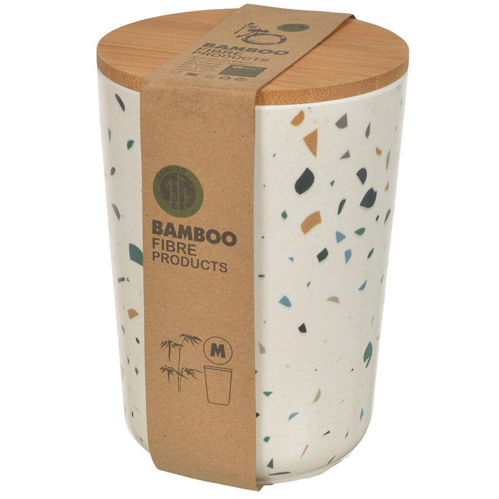 

Банка для сыпучих продуктов бамбук 10.5х14.5 см с крышкой Тераццо Y4-4356 бежевая, Бежевый