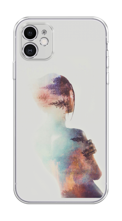 

Чехол Homey на Apple iPhone 11 "Девушка-лес", Розовый;голубой;серый, 12150-1