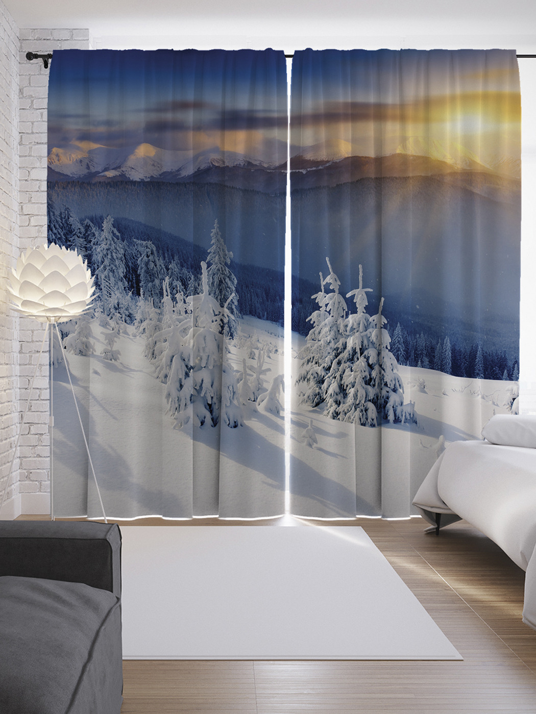 

Шторы с фотопечатью "Снежные ели" из сатена, 290х265 см