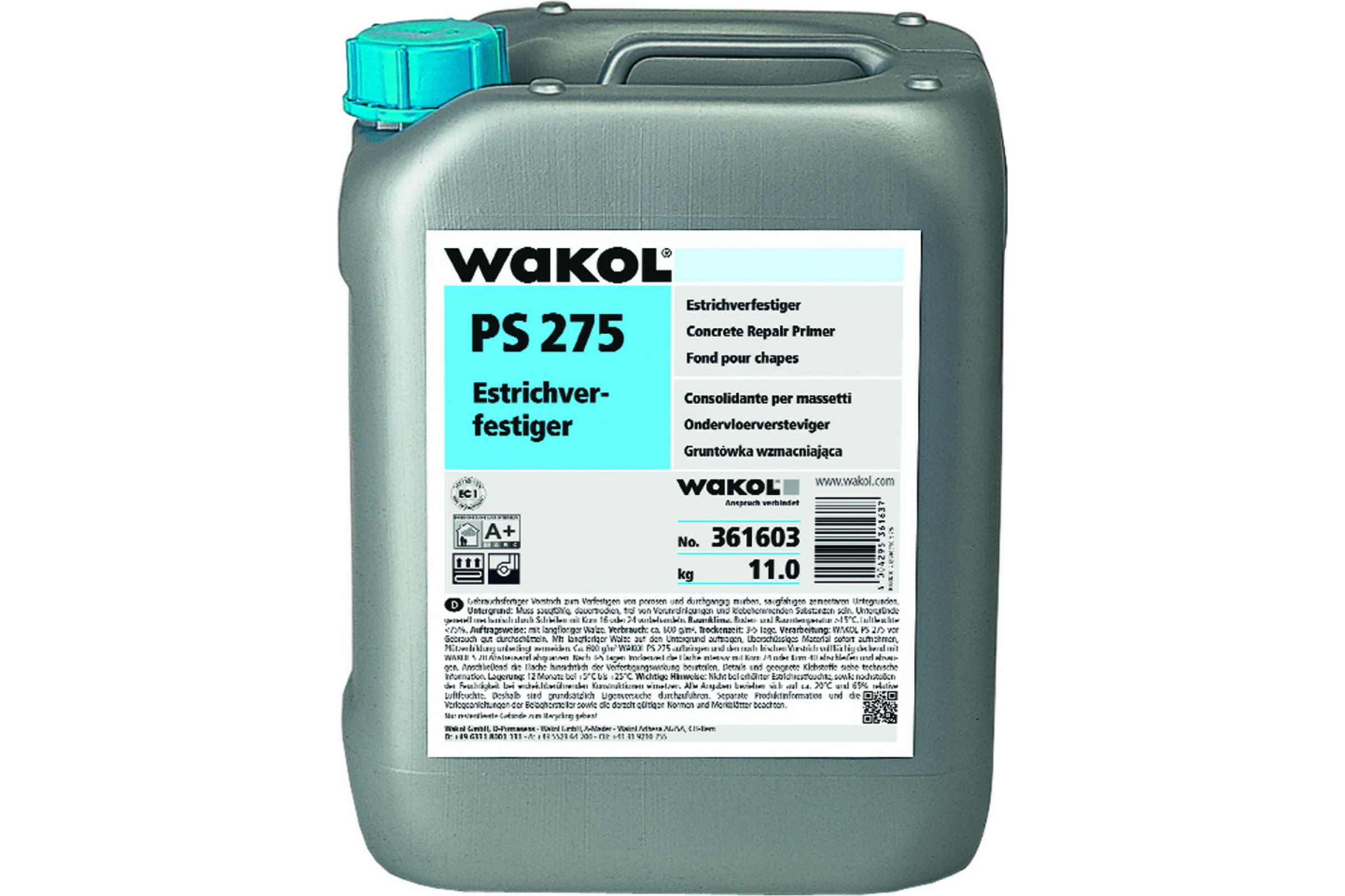 

WAKOL PS 275 закрепитель рыхлых цементных стяжек 11 кг 361603