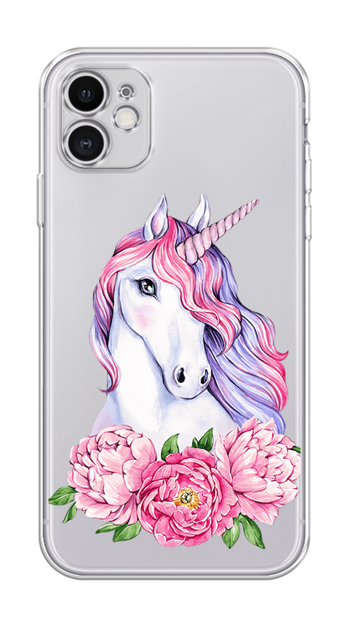 

Чехол Homey на Apple iPhone 11 "Единорог с пионами", Розовый;белый;зеленый, 12150-1