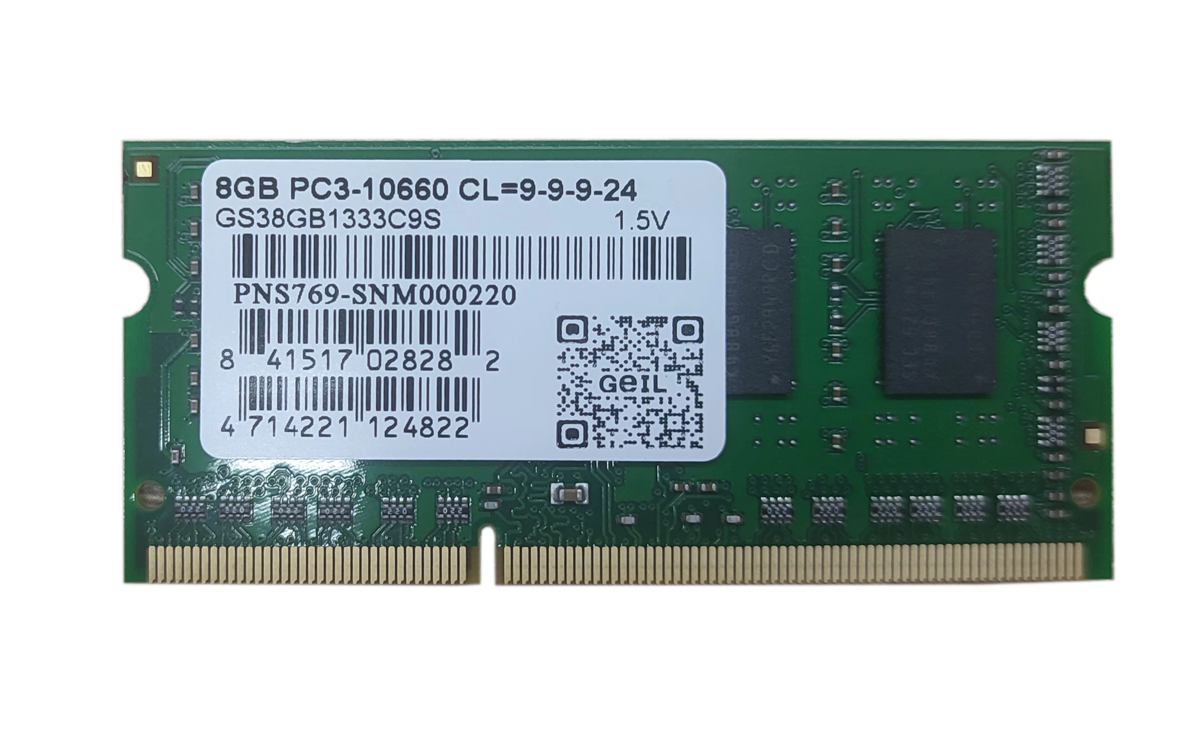 

Оперативная память GeIL 8 ГБ DDR3 1333 МГц CL9 (GS38GB1333C9S) SO-DIMM 1.5V