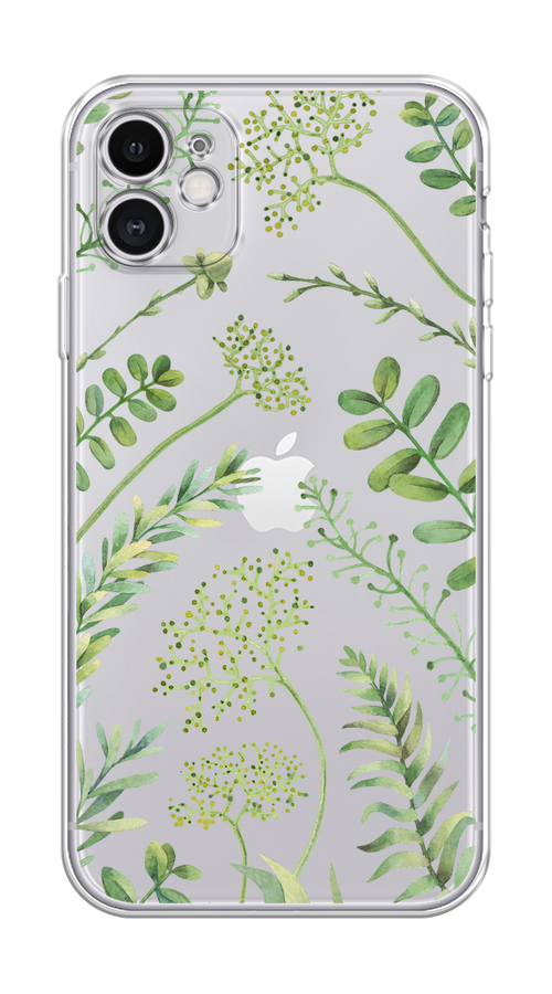 

Чехол Homey на Apple iPhone 11 "Green Leaves", Зеленый;прозрачный, 12150-1