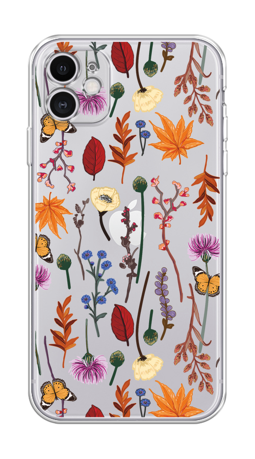 

Чехол Homey на Apple iPhone 11 "Orange Purple flowers", Оранжевый;красный;розовый;желтый;прозрачный, 12150-1