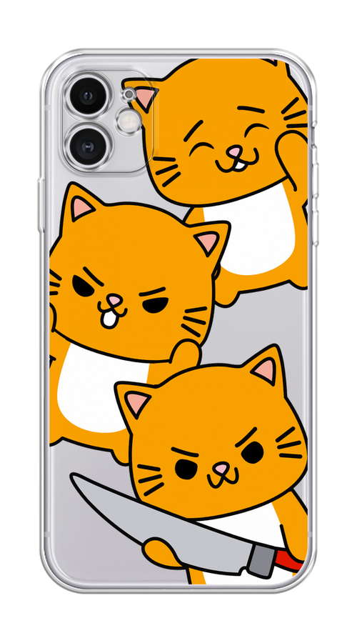 

Чехол Homey на Apple iPhone 11 "Опасные котики", Оранжевый;серый;белый, 12150-1