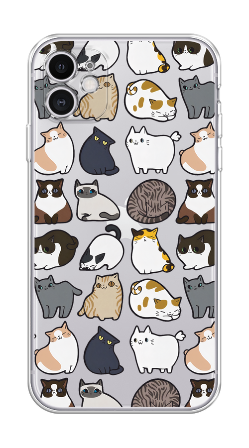 

Чехол Homey на Apple iPhone 11 "Милые котики", Прозрачный;белый;серый, 12150-1